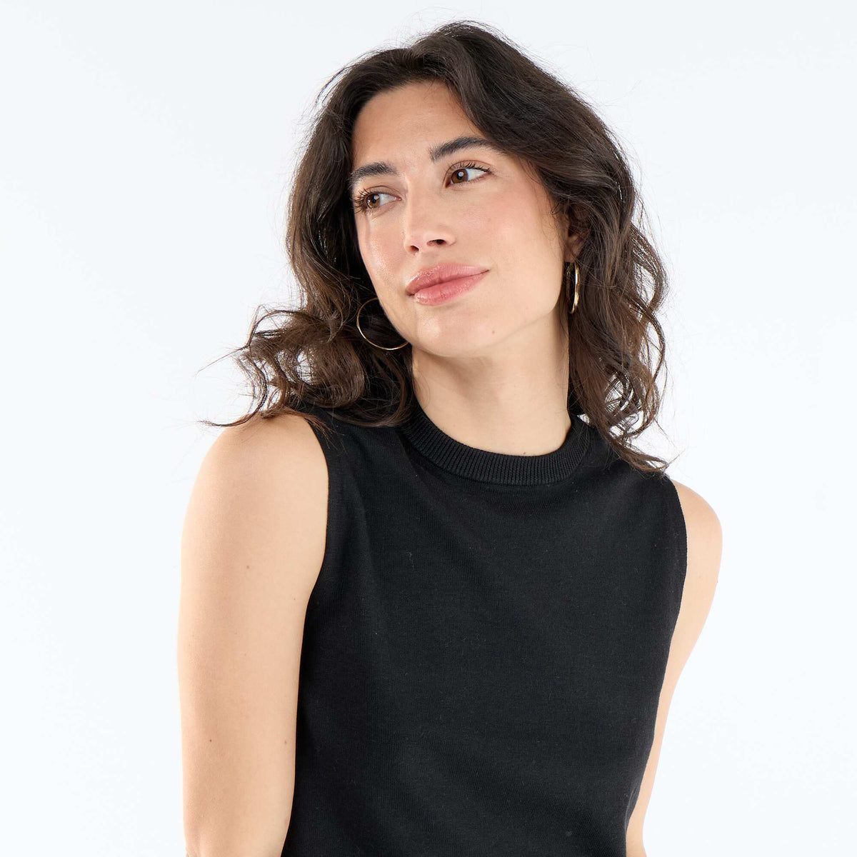 Pull sans manches à col rond NOIR
