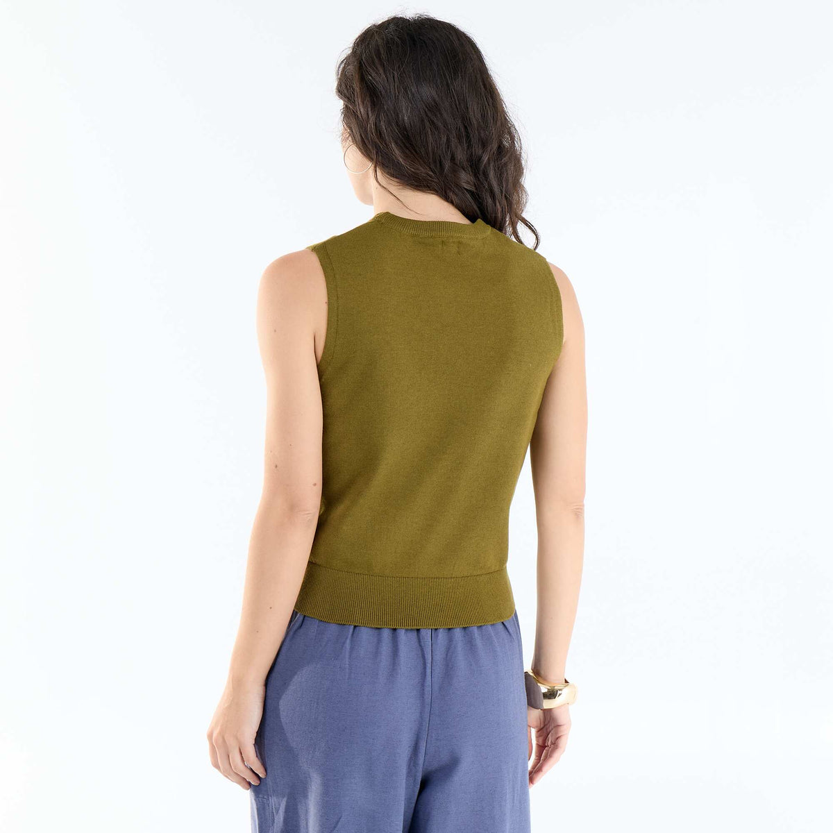 Pull sans manches à col rond VERT