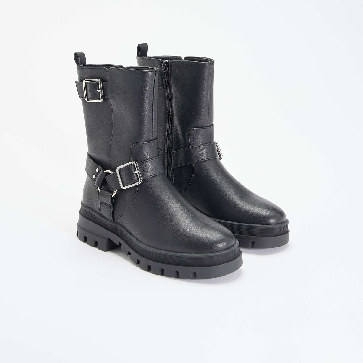 Boots motarde avec sangles fantaisies NOIR