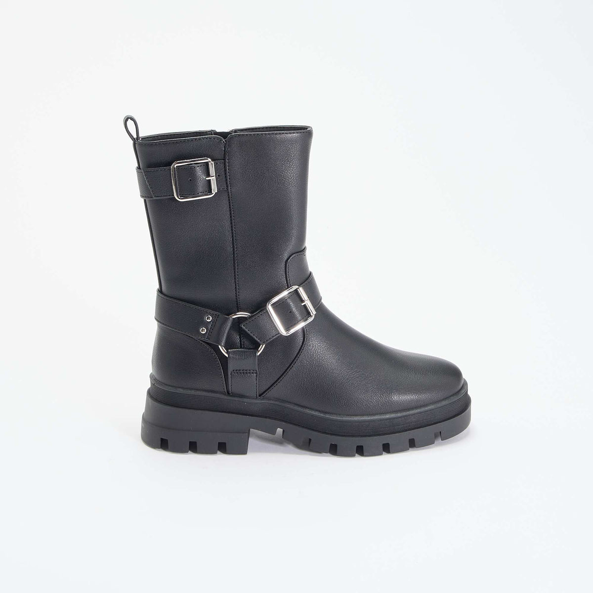 Boots motarde avec sangles fantaisies NOIR
