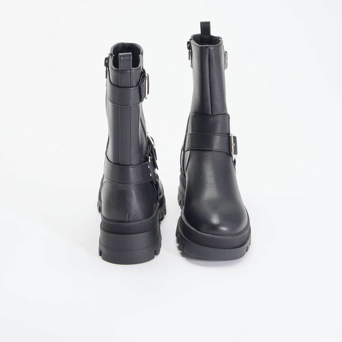 Boots motarde avec sangles fantaisies NOIR