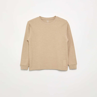 Pull uni à manches longues BEIGE