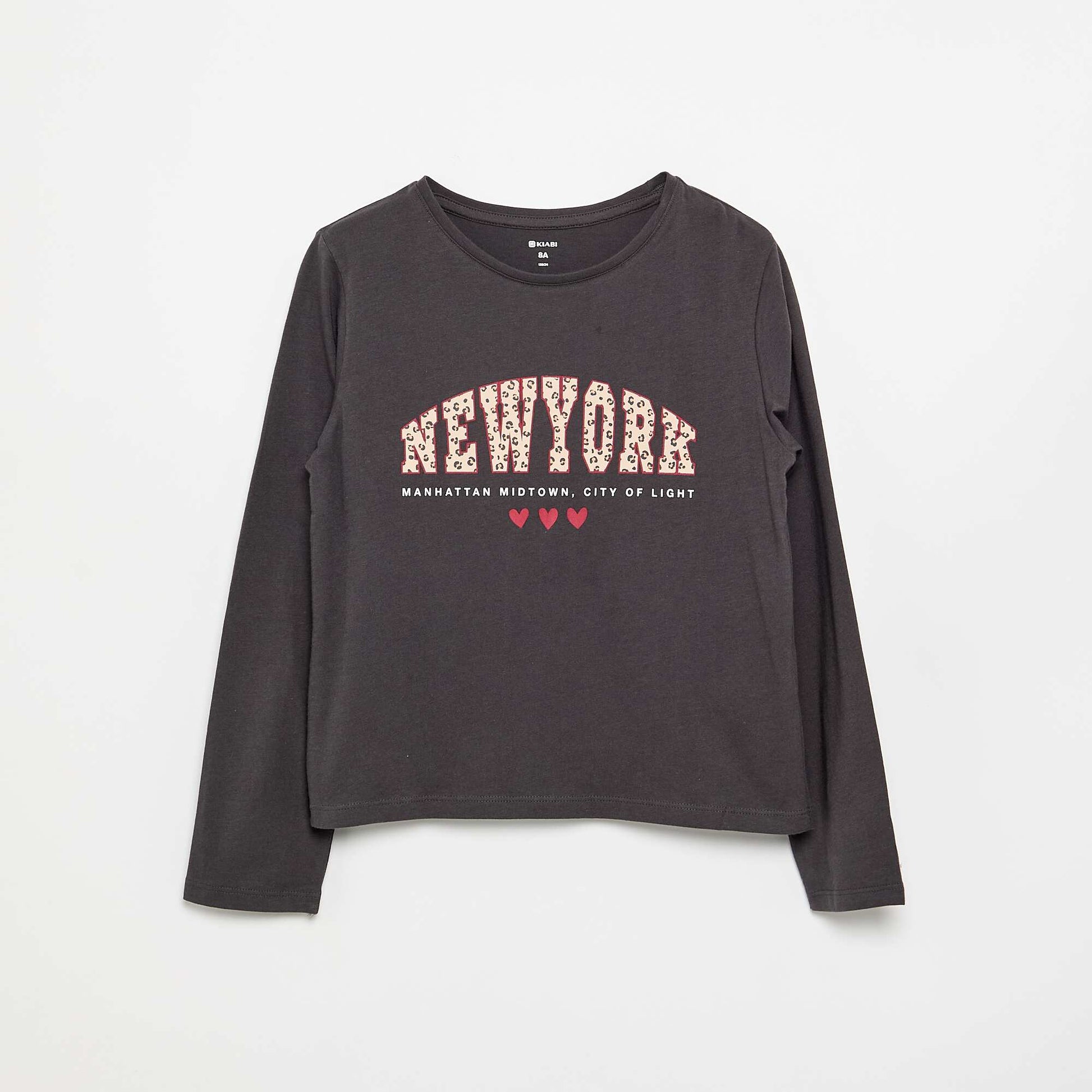 T-shirt à manches longues avec imprimé NOIR