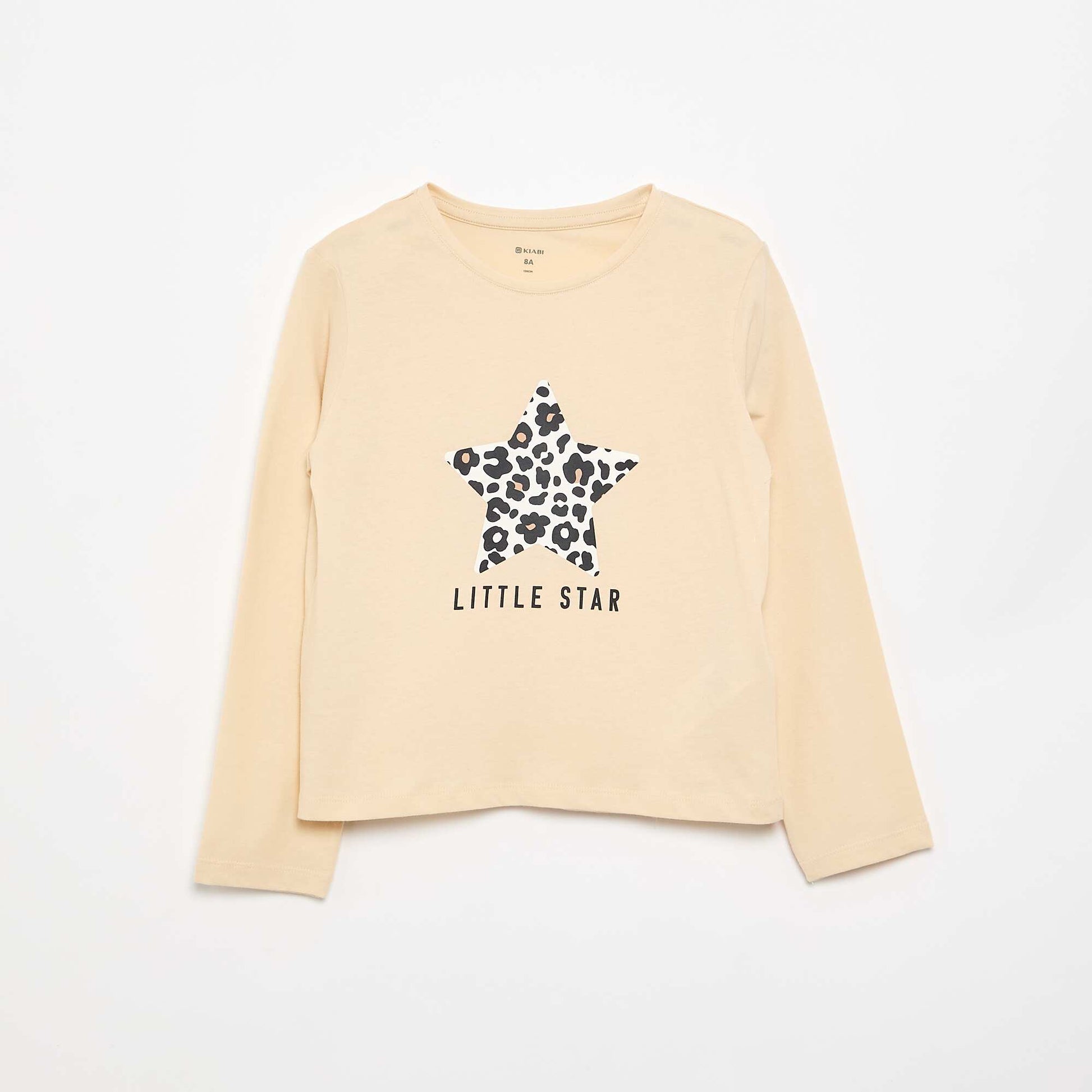 T-shirt à manches longues avec imprimé BEIGE