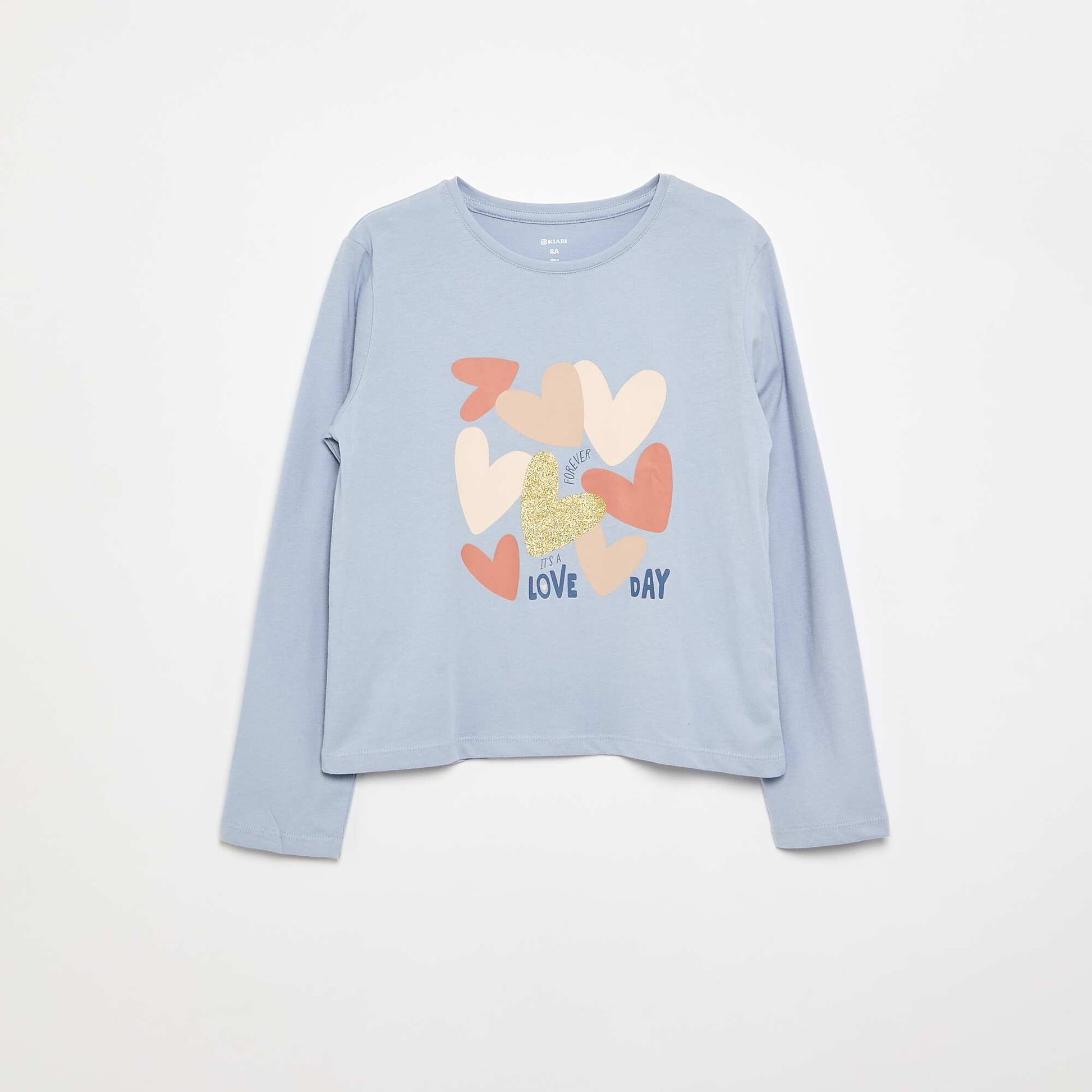 T-shirt à manches longues avec imprimé BLEU