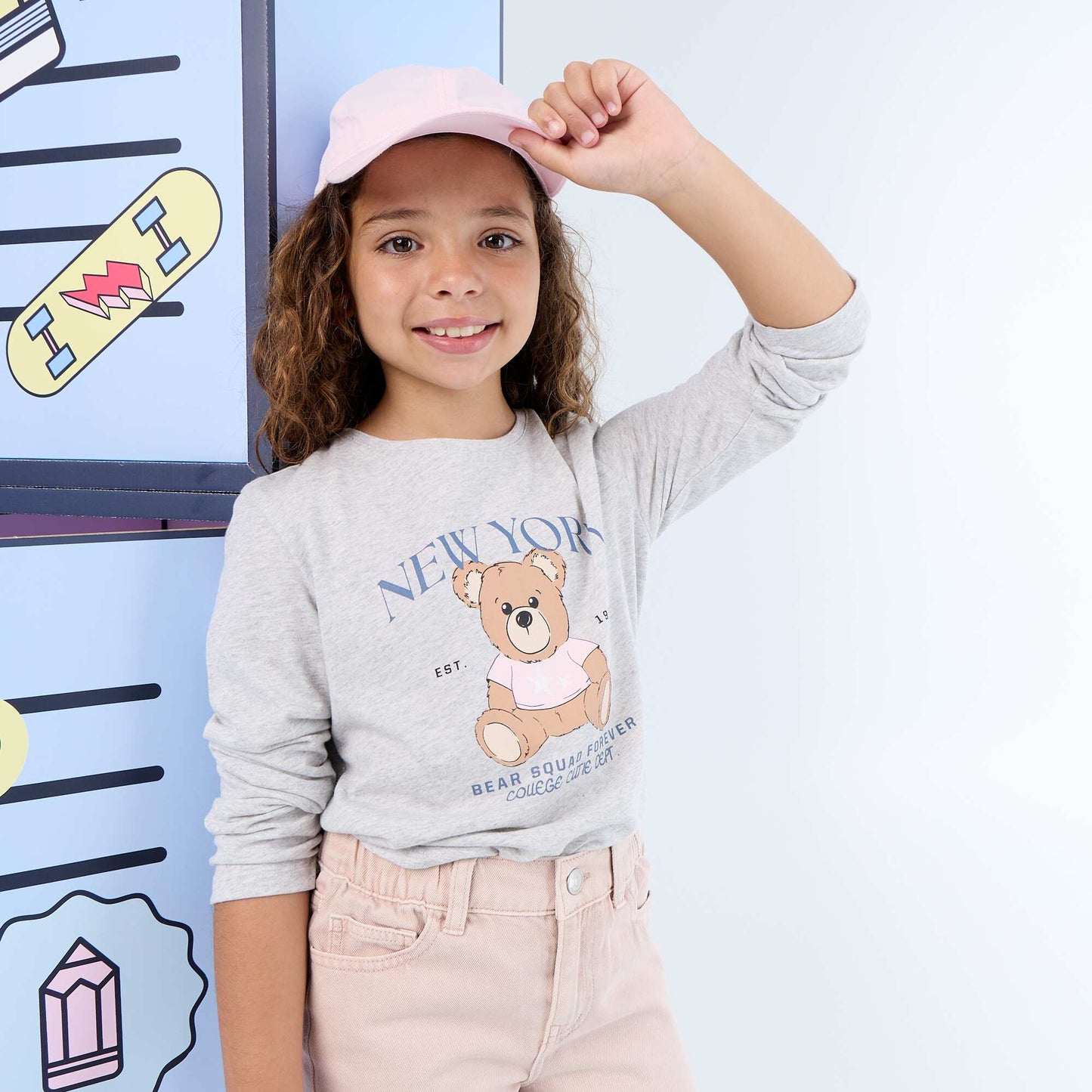 T-shirt à manches longues avec imprimé GRIS