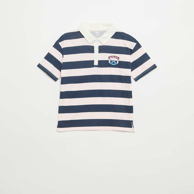 Polo 'Disney 'Stitch' rayé à manches courtes ROSE