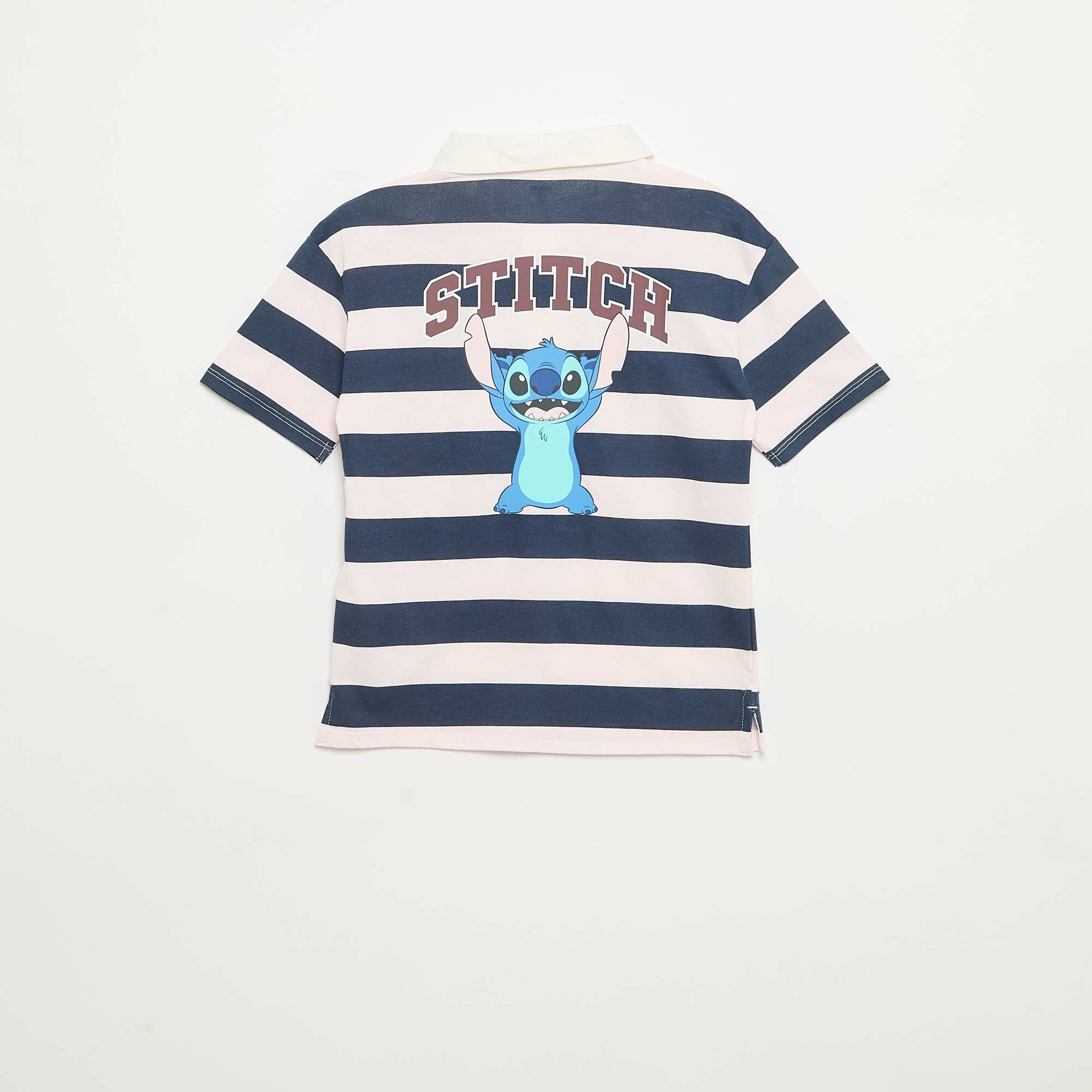 Polo 'Disney 'Stitch' rayé à manches courtes ROSE