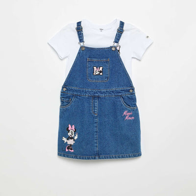 Ensemble robe denim + tee-shirt 'Minnie' BLEU