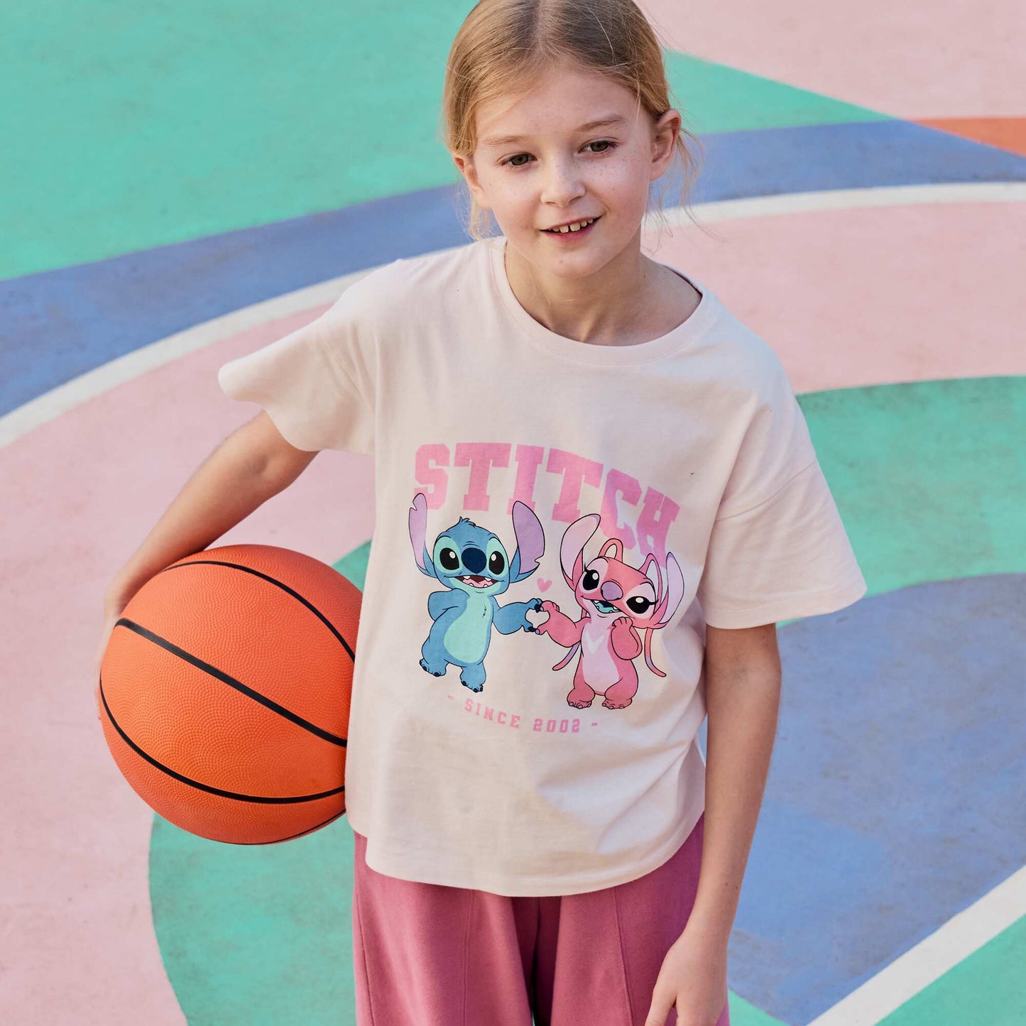 T-shirt 'Disney' 'Stitch' à manches courtes ROSE