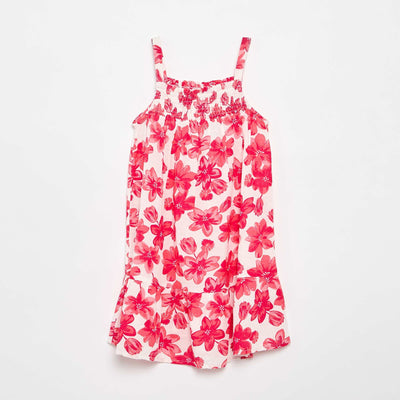Robe motif all-over avec fines bretelles BLANC