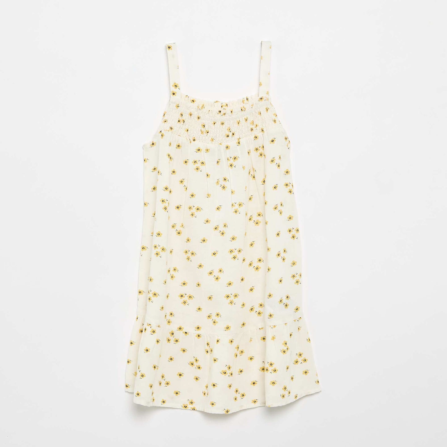 Robe motif all-over avec fines bretelles BEIGE