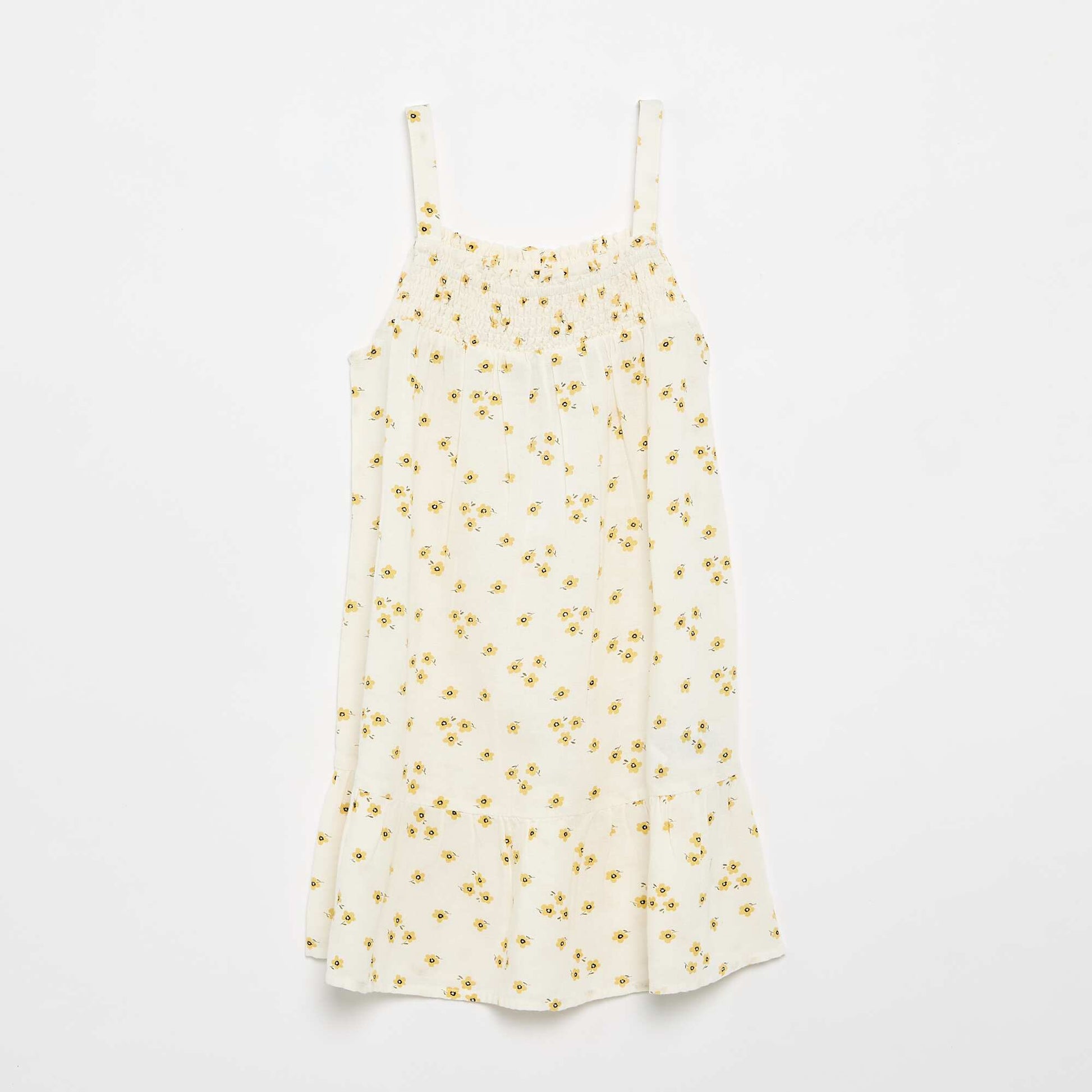 Robe motif all-over avec fines bretelles BEIGE