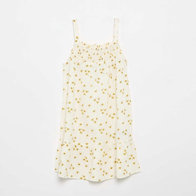Robe motif all-over avec fines bretelles BEIGE