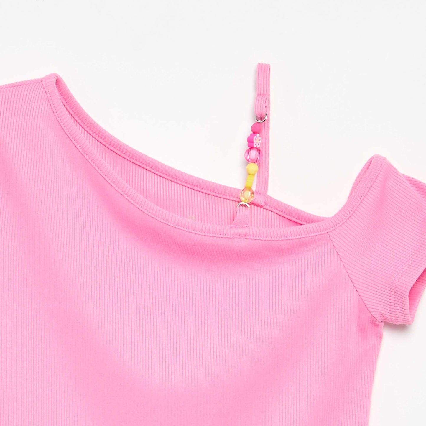 Top côtelé à col asymétrique ROSE