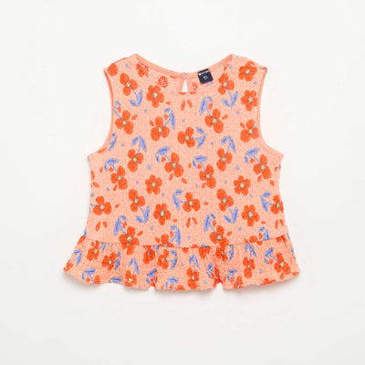 Blouse gaufrée sans manches ORANGE