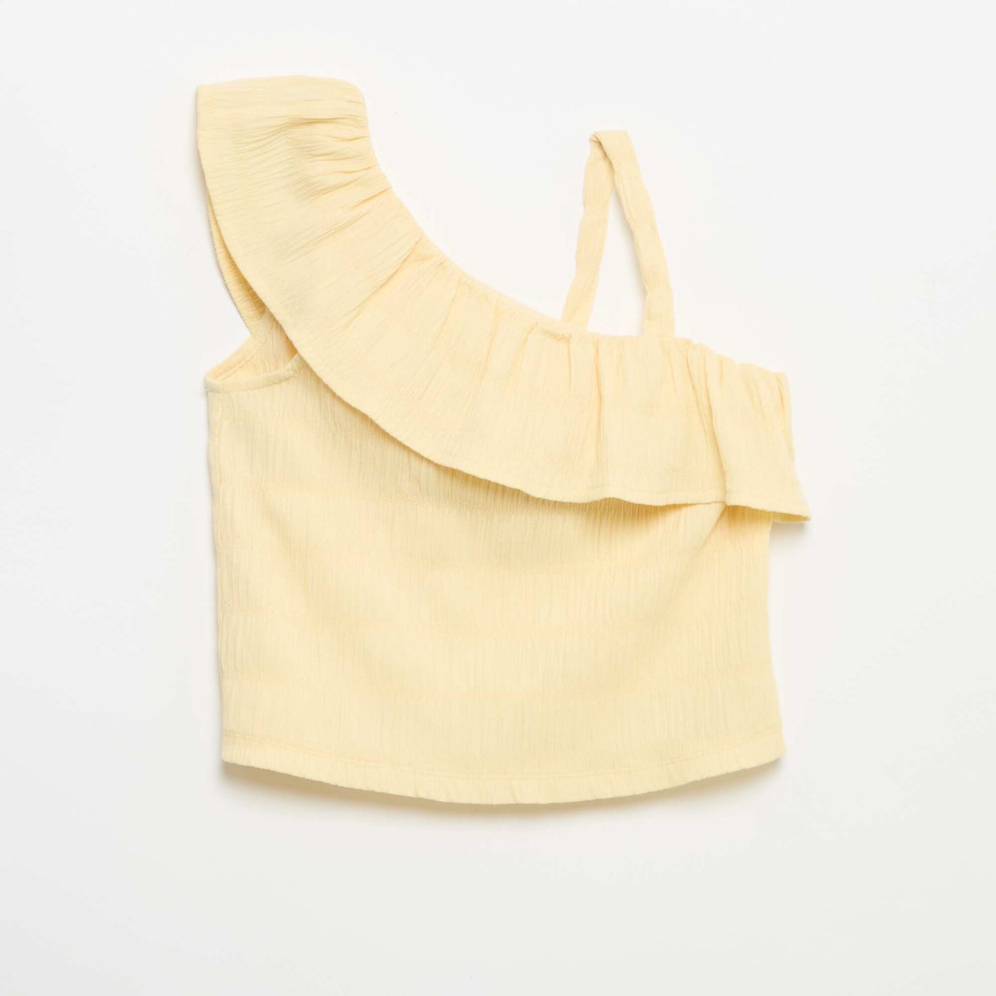 Débardeur en maille gaufrée avec col asymétrique JAUNE