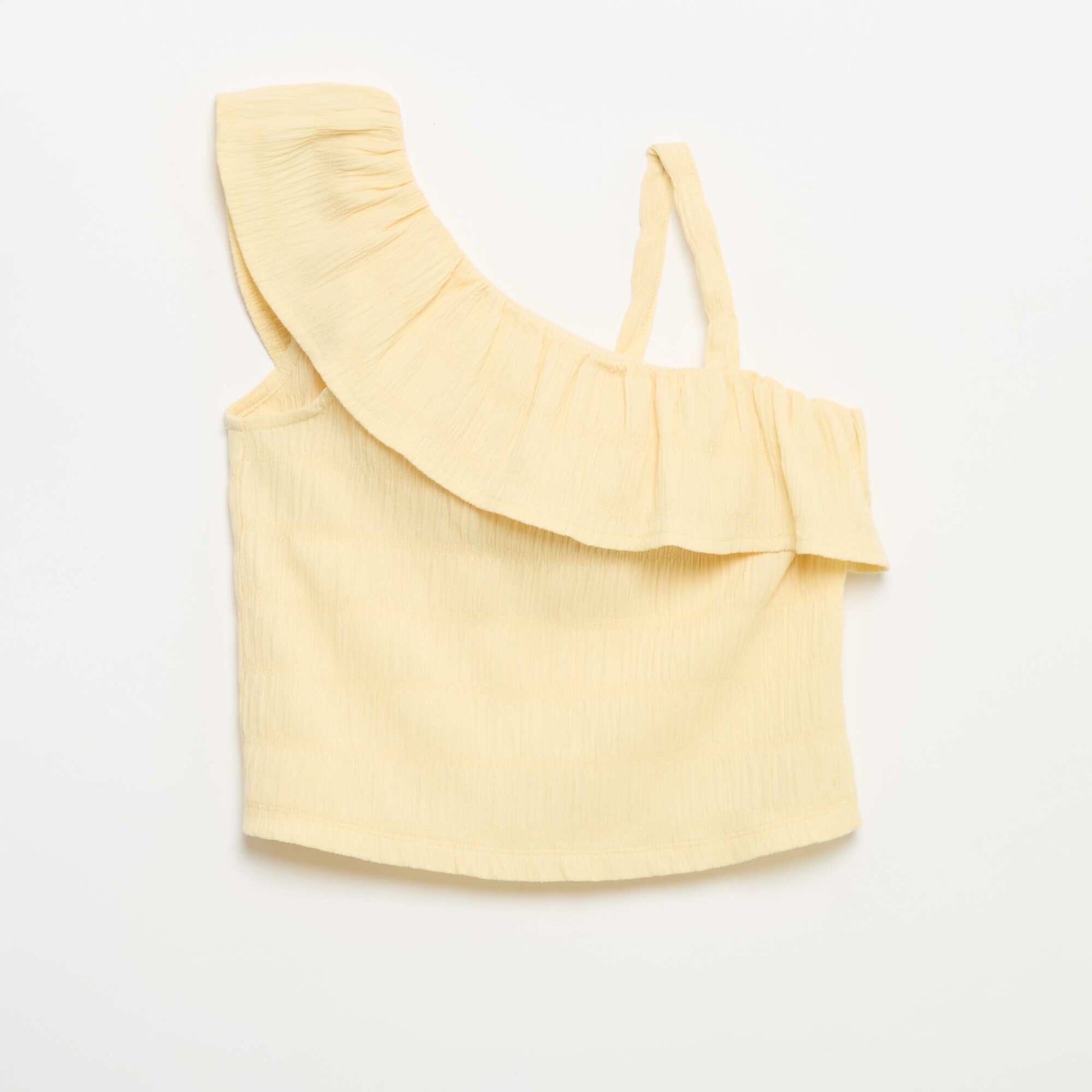 Débardeur en maille gaufrée avec col asymétrique JAUNE