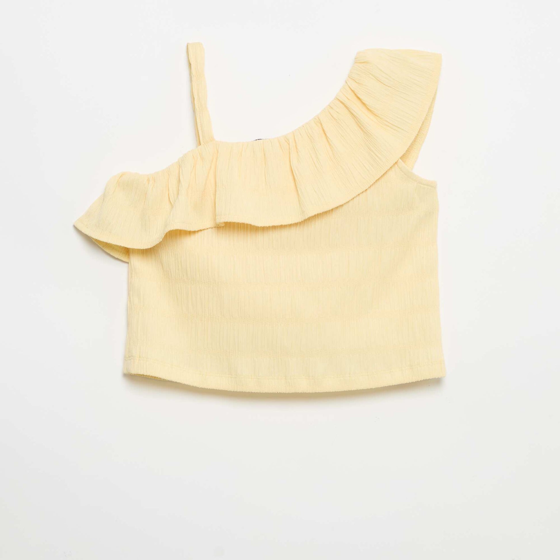 Débardeur en maille gaufrée avec col asymétrique JAUNE