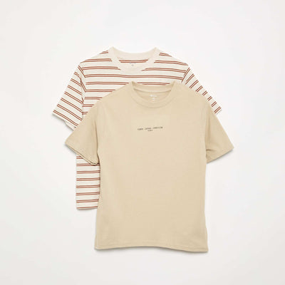 Lot de 2 T-shirts manches courtes imprimés BEIGE