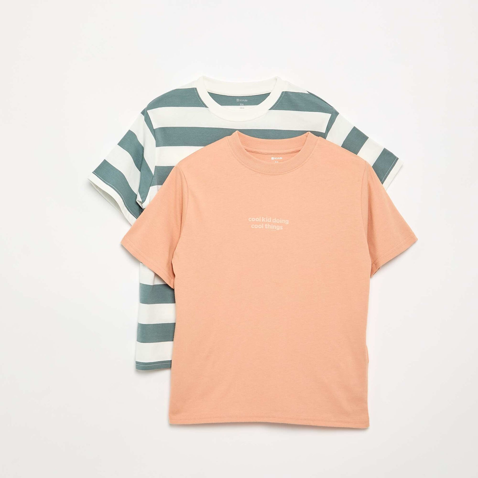 Lot de 2 T-shirts manches courtes imprimés BEIGE