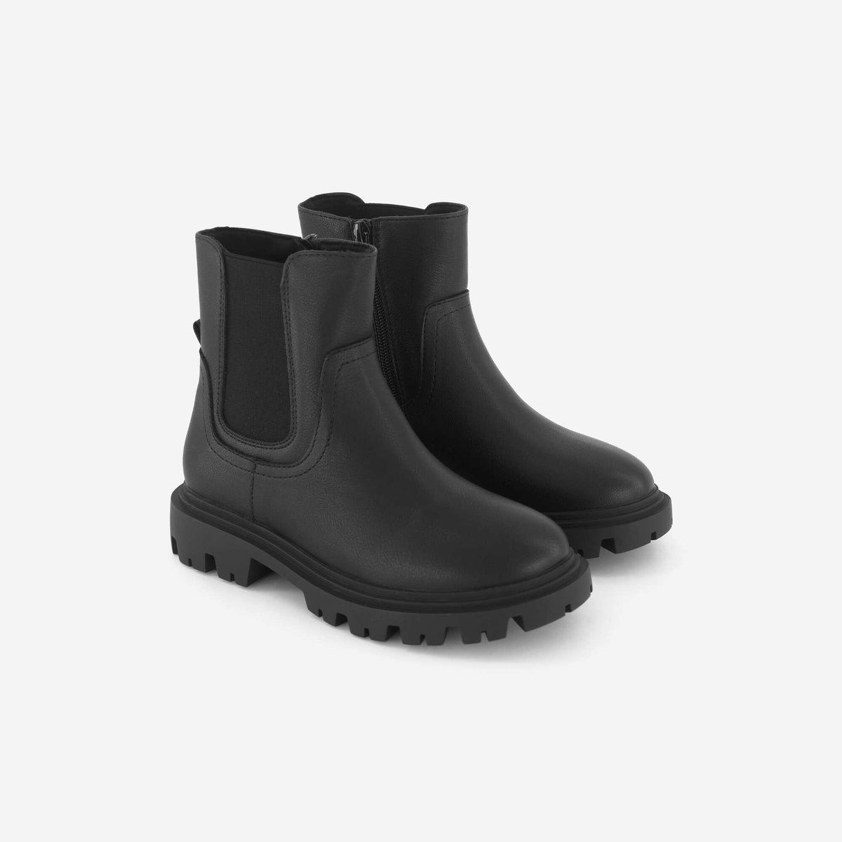 Boots en simili avec semelle crantée NOIR