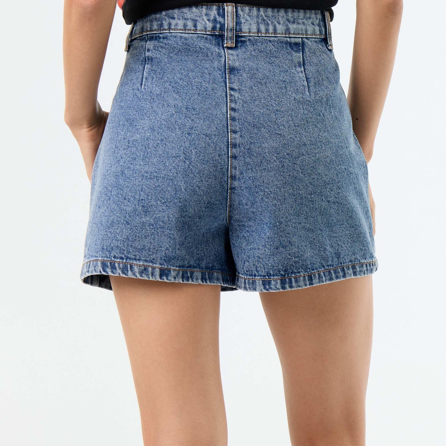 Skort en denim taille haute BLEU