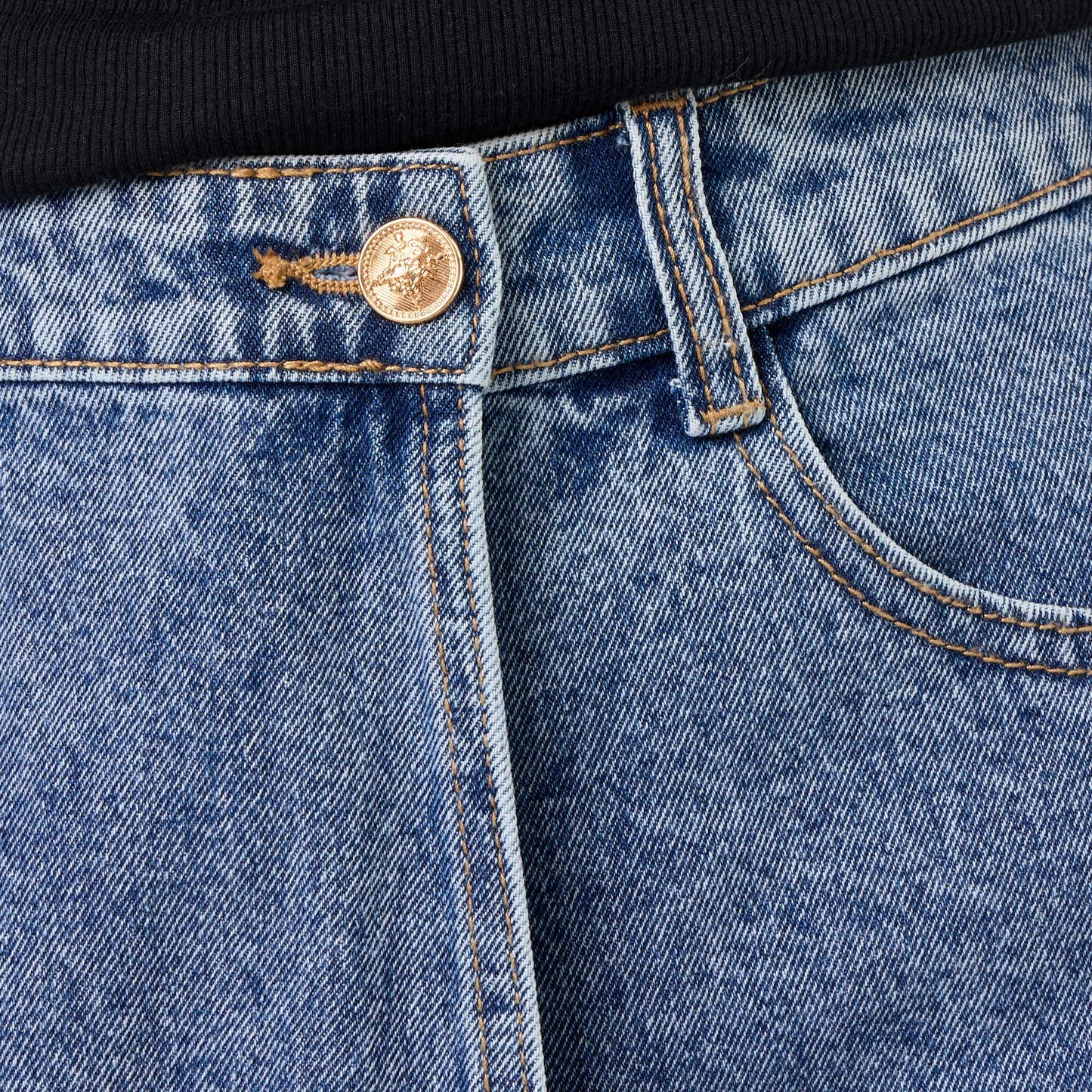 Skort en denim taille haute BLEU