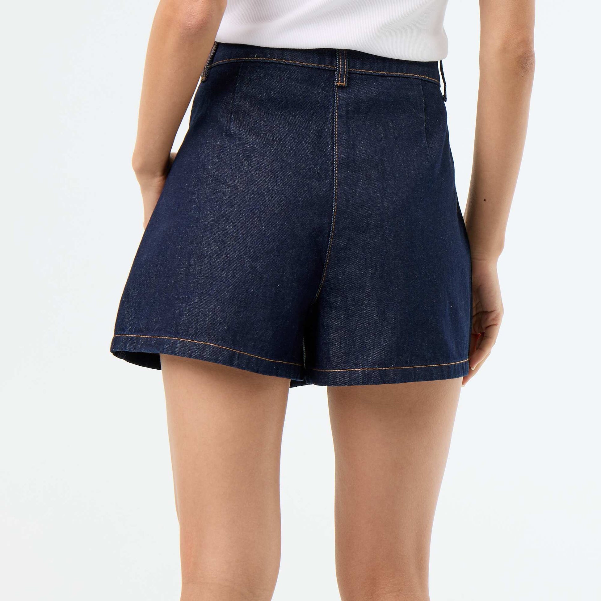 Skort en denim taille haute BLEU