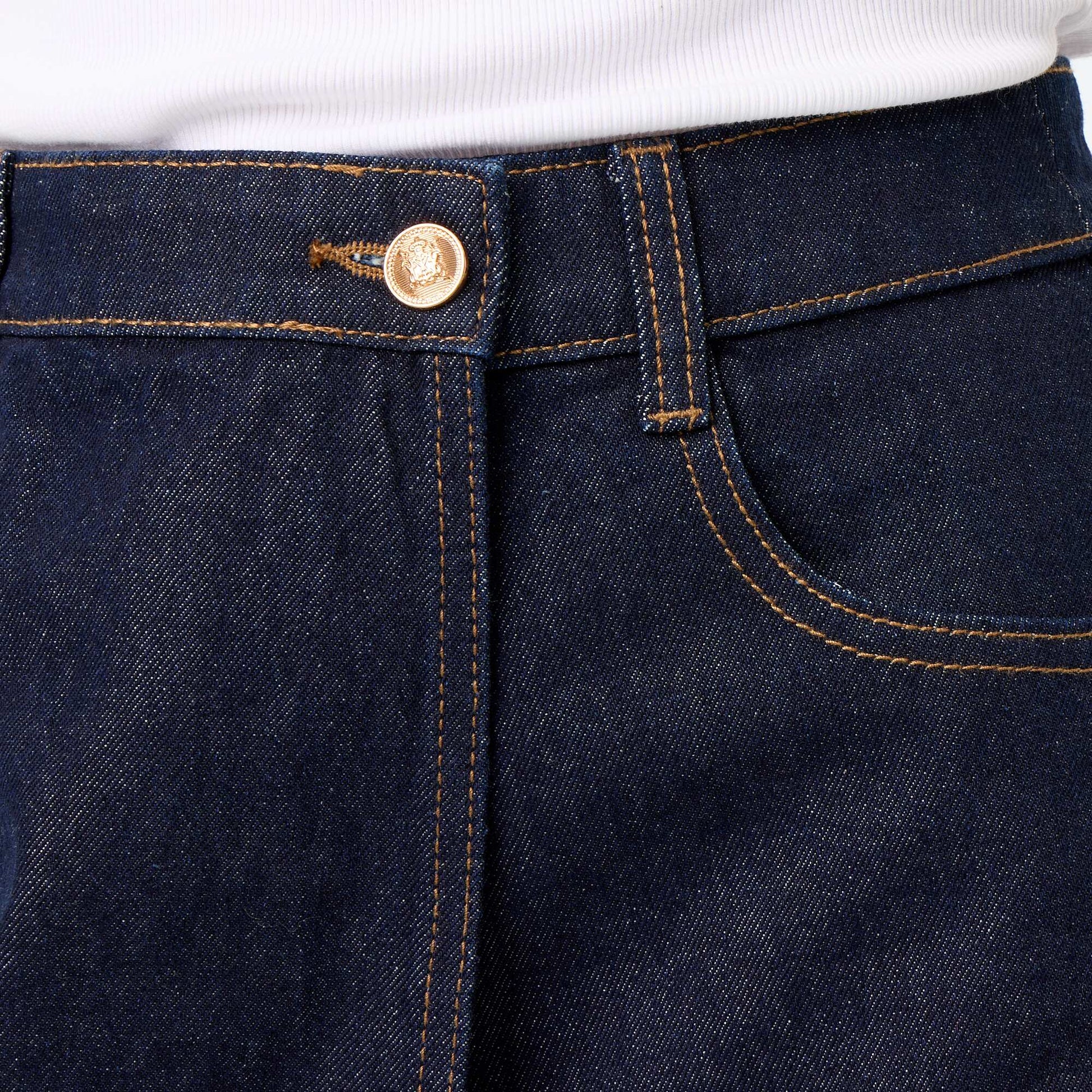 Skort en denim taille haute BLEU