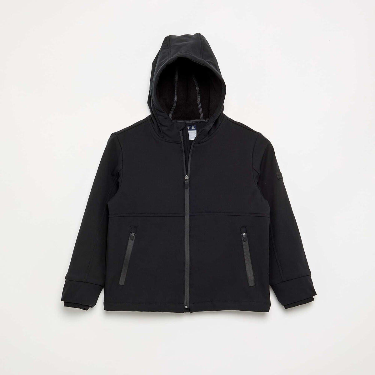 Blouson à capuche doublé en micro polaire NOIR