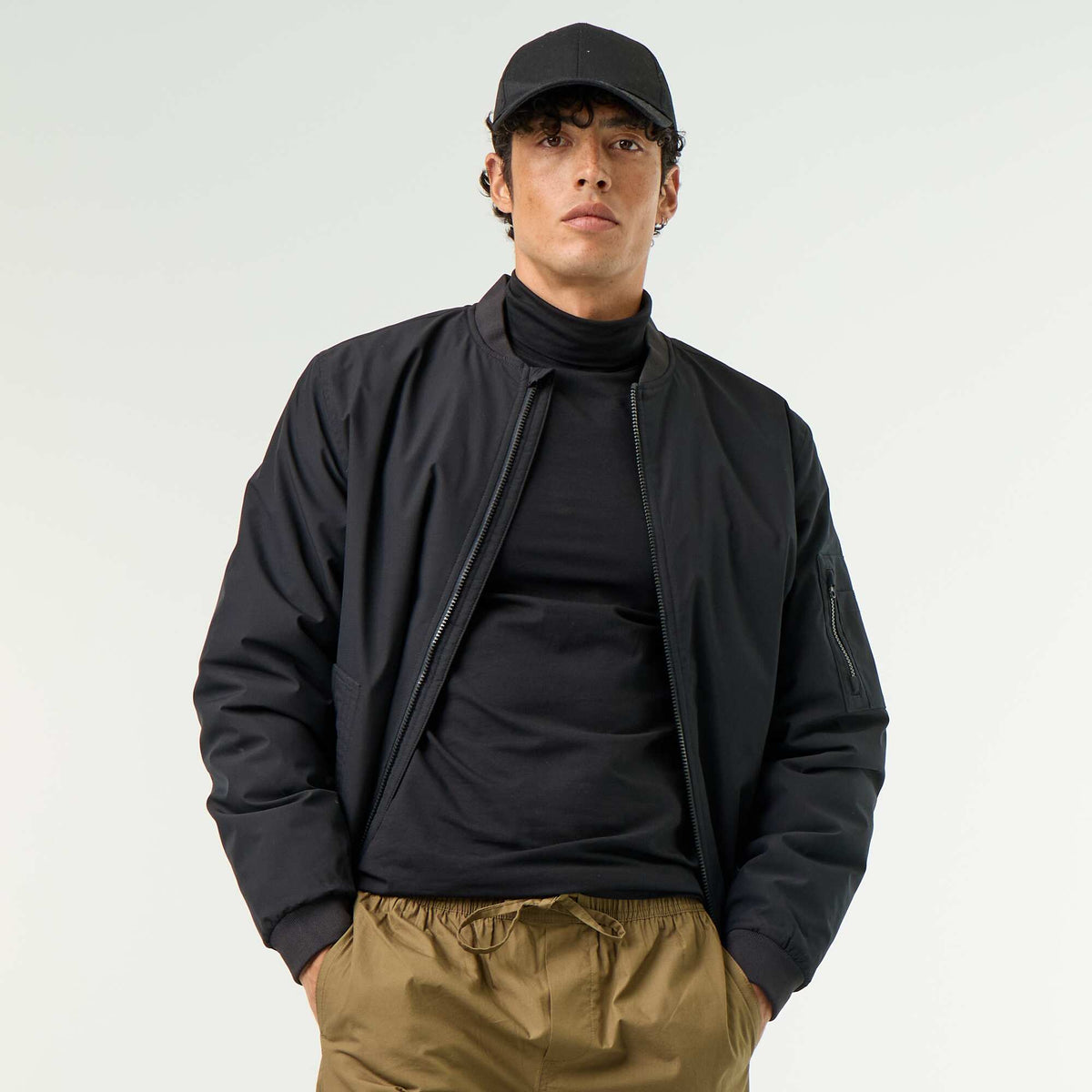 Blouson court style aviateur NOIR