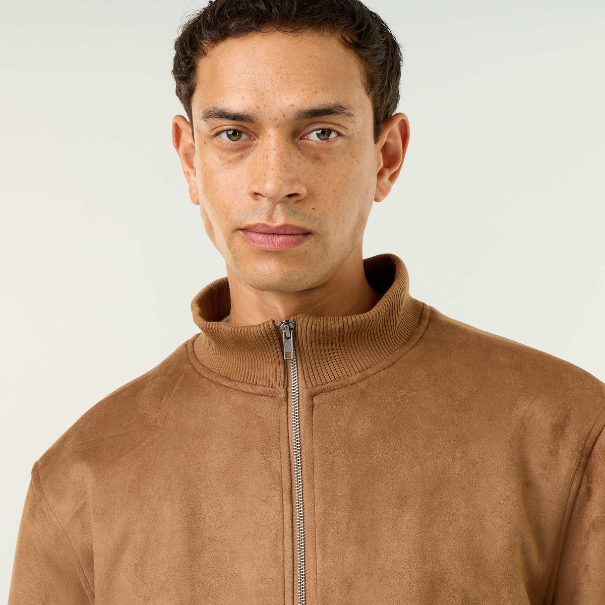 Blouson en suédine zippé MARRON