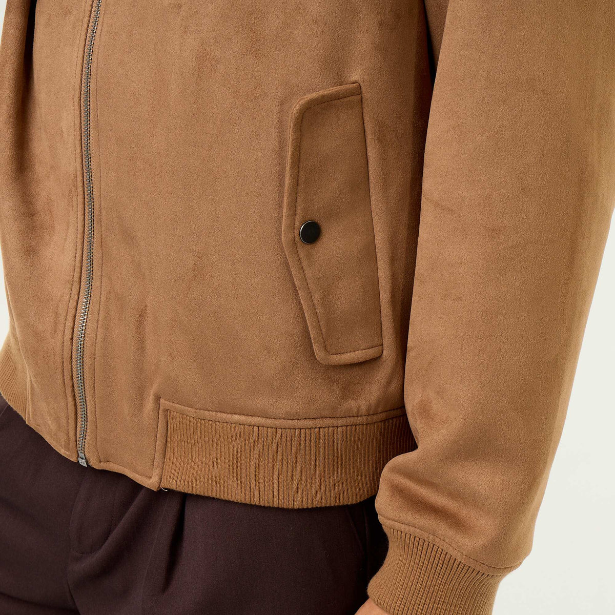 Blouson en suédine zippé MARRON