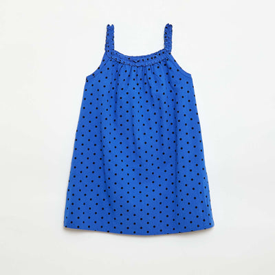 Robe avec bretelles et col volanté BLEU