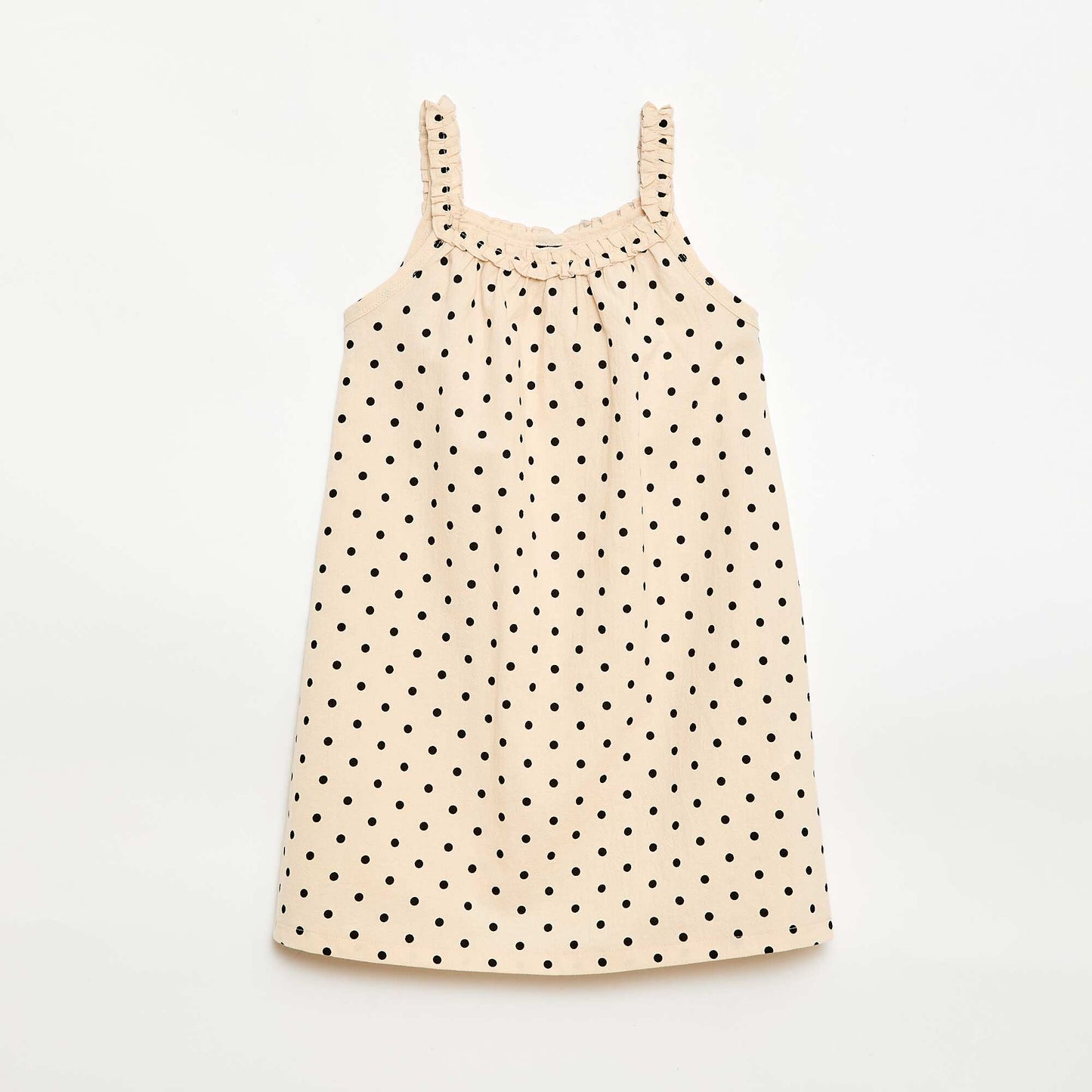 Robe avec bretelles et col volanté BEIGE