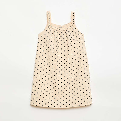 Robe avec bretelles et col volanté BEIGE