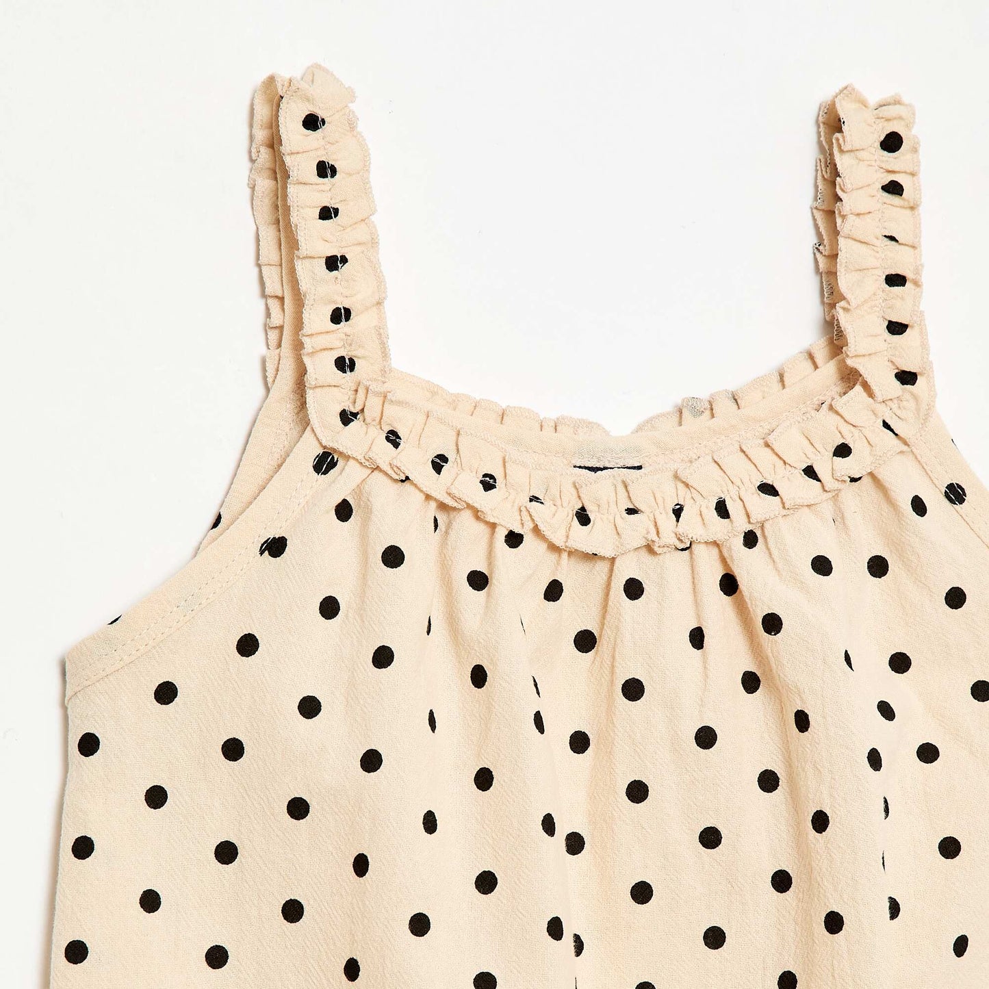 Robe avec bretelles et col volanté BEIGE