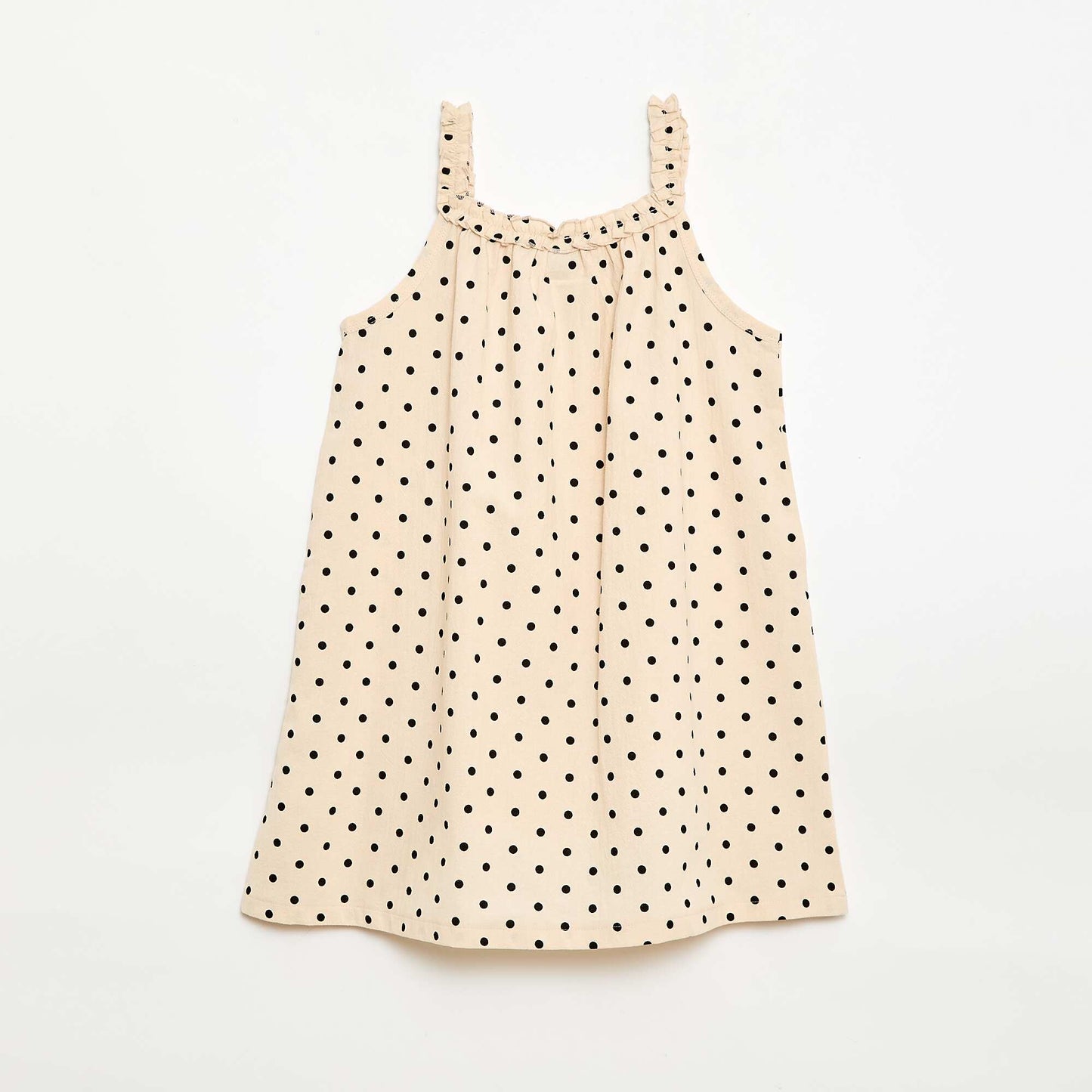 Robe avec bretelles et col volanté BEIGE