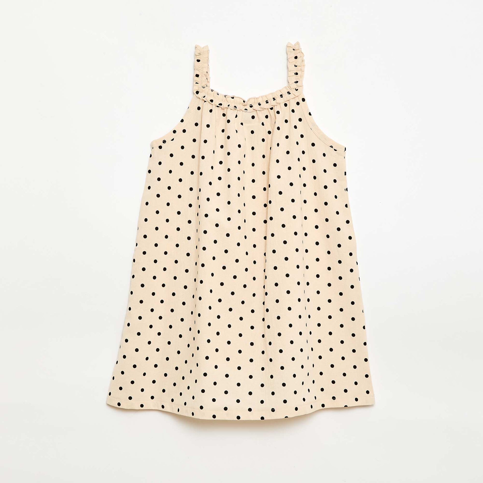 Robe avec bretelles et col volanté BEIGE