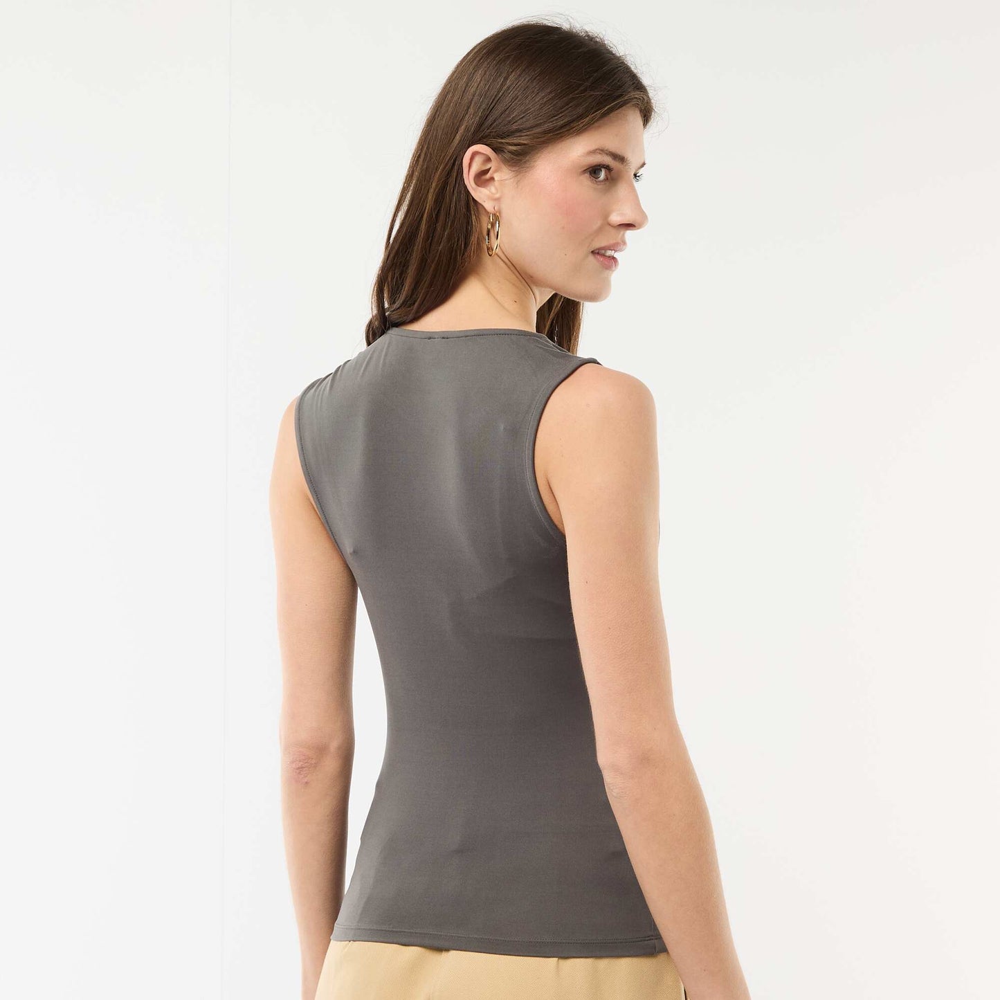 T-shirt stretch uni asymétrique GRIS