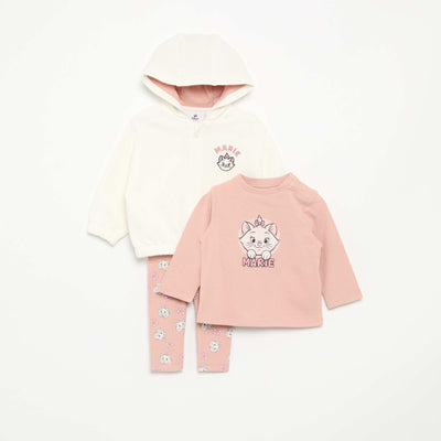 Ensemble 3 pièces 'Disney' - sweat-shirt à capuche + T-shirt + legging ROSE