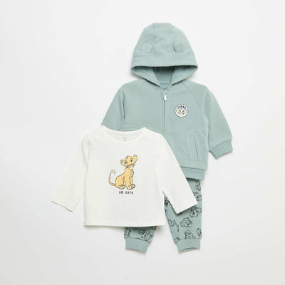 Ensemble 3 pièces 'Disney' -  Sweat + pantalon + T-shirt manches longues VERT