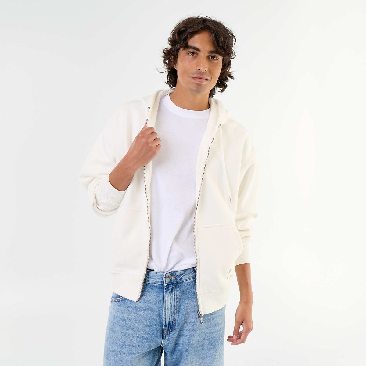 sweat à capuche zippée uni BLANC