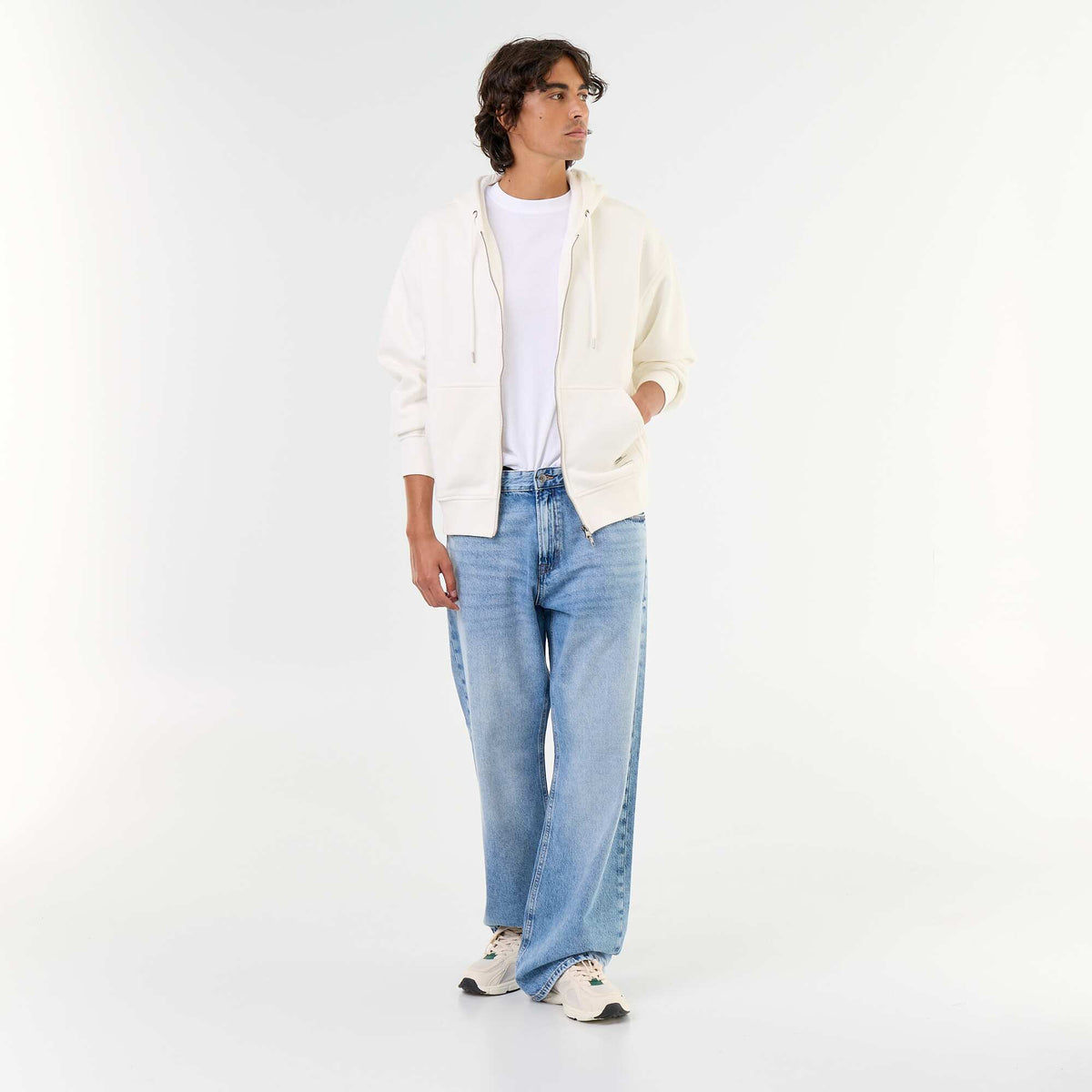sweat à capuche zippée uni BLANC