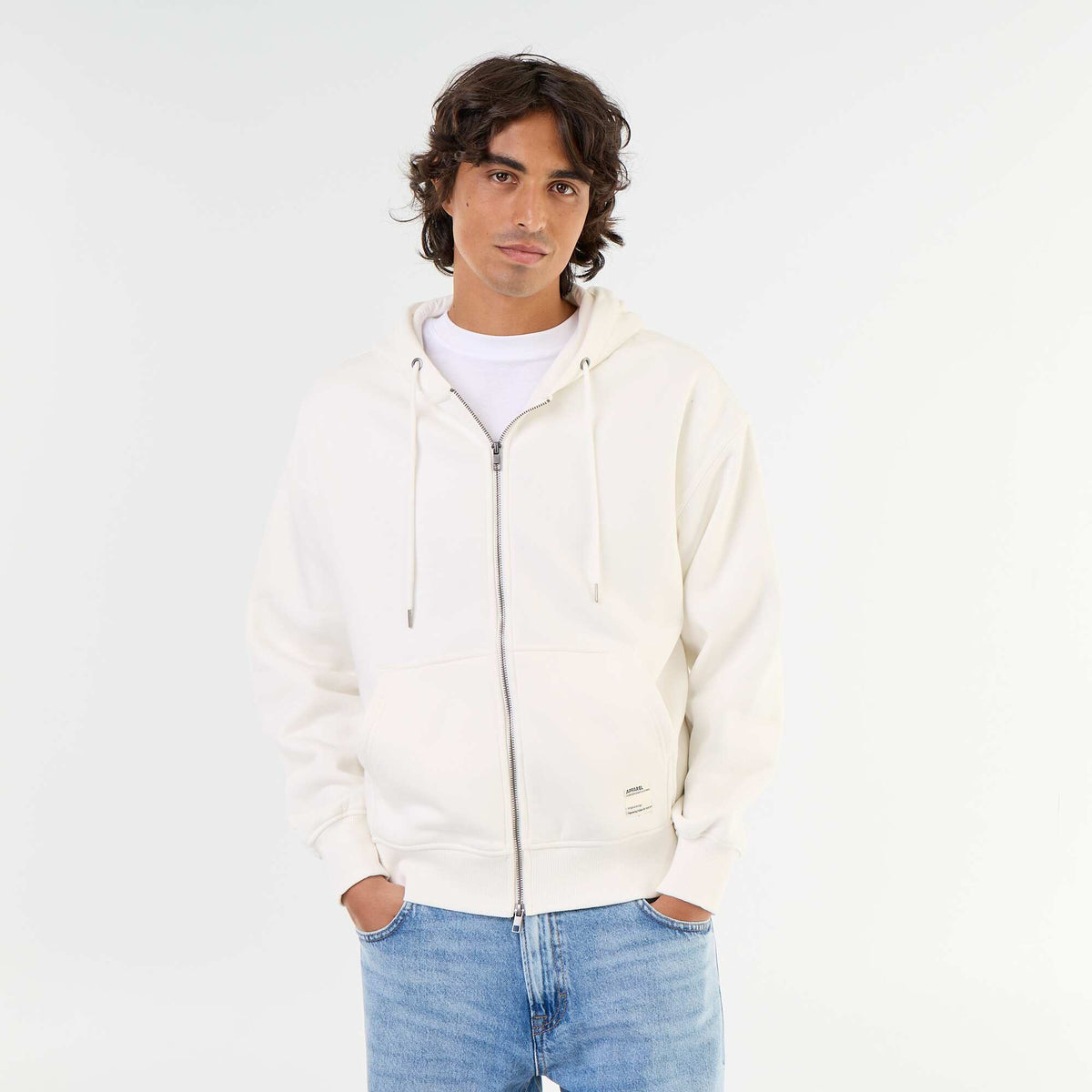 sweat à capuche zippée uni BLANC