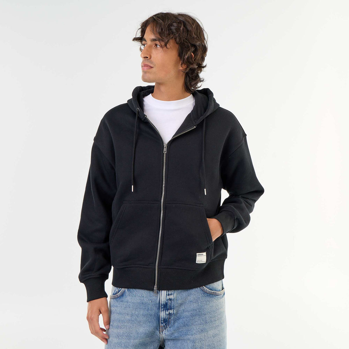 sweat à capuche zippée uni NOIR