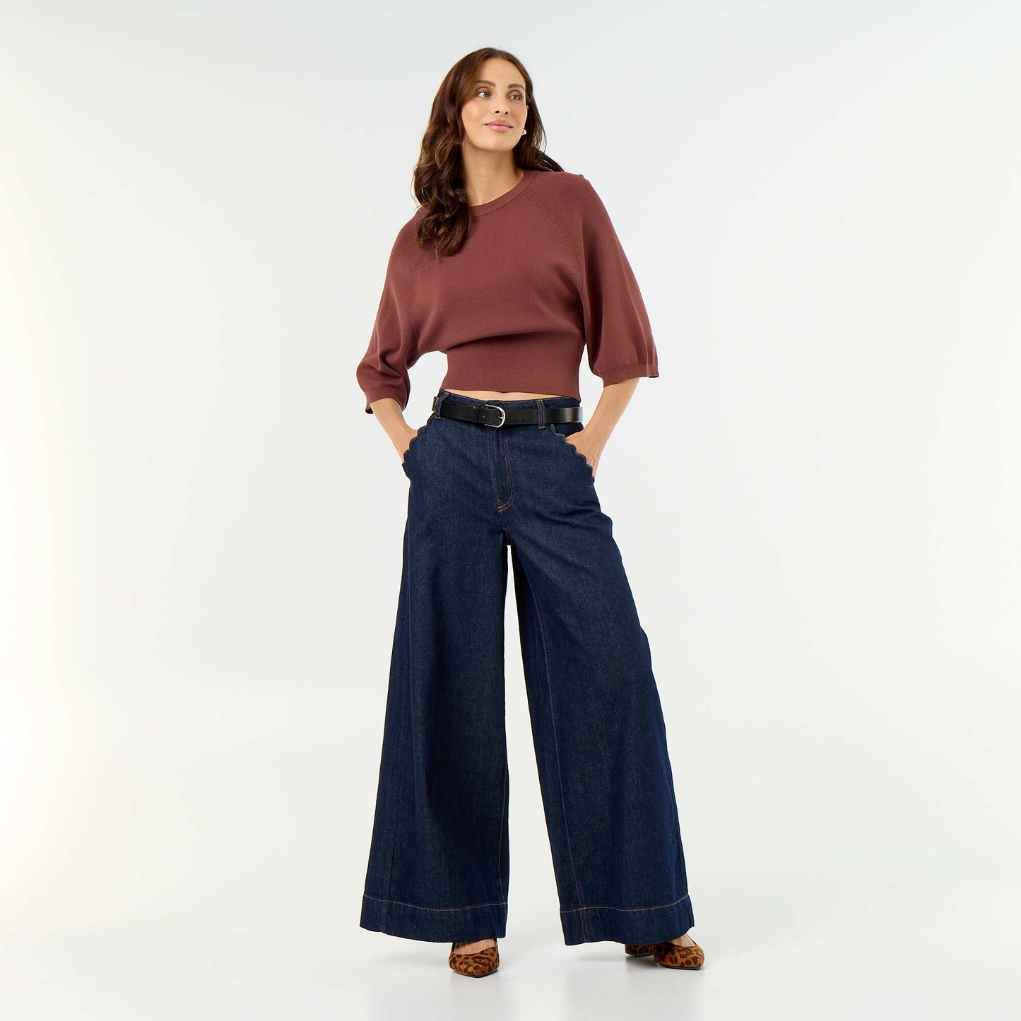 Pull manches courtes 3/4 TERRACOTTA