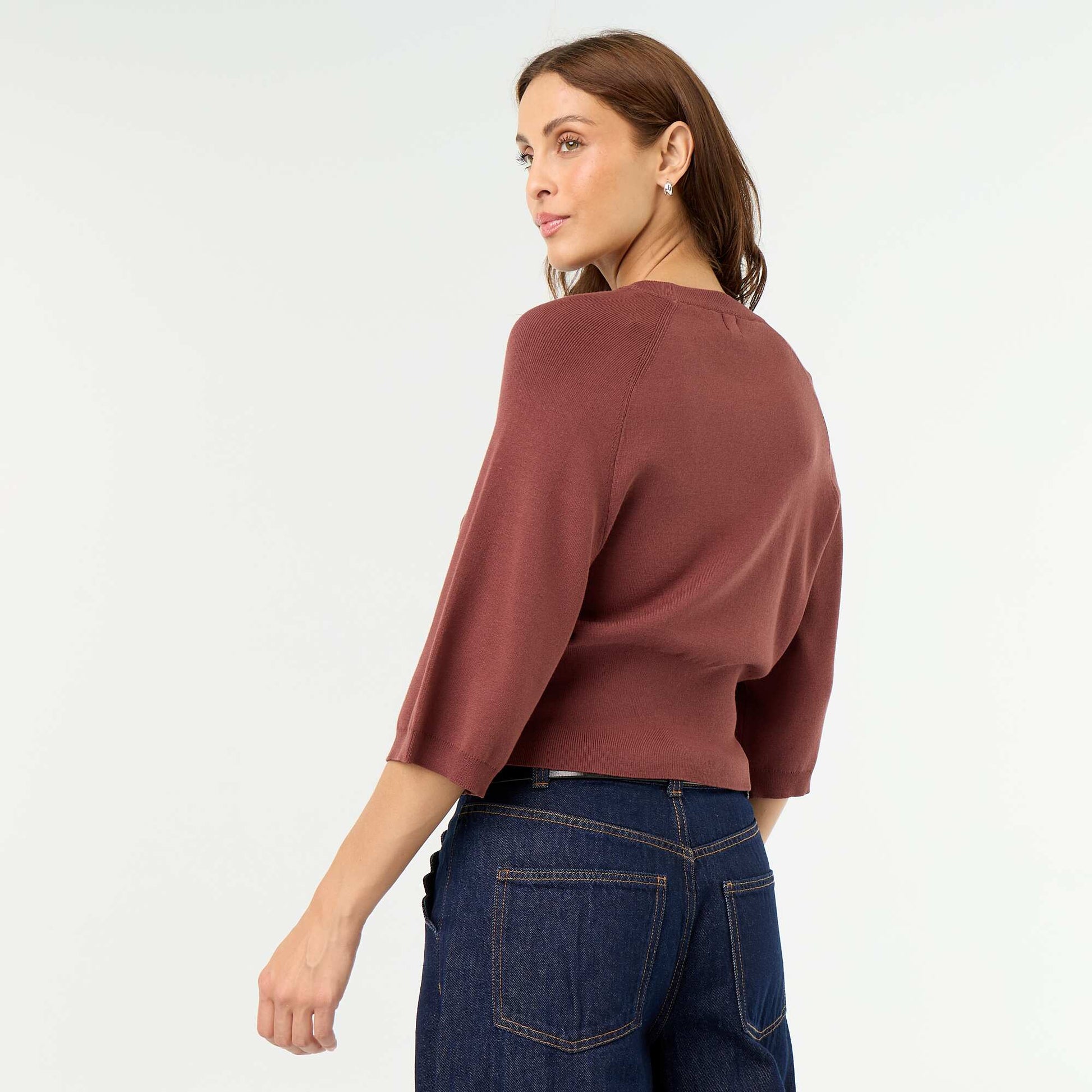 Pull manches courtes 3/4 TERRACOTTA