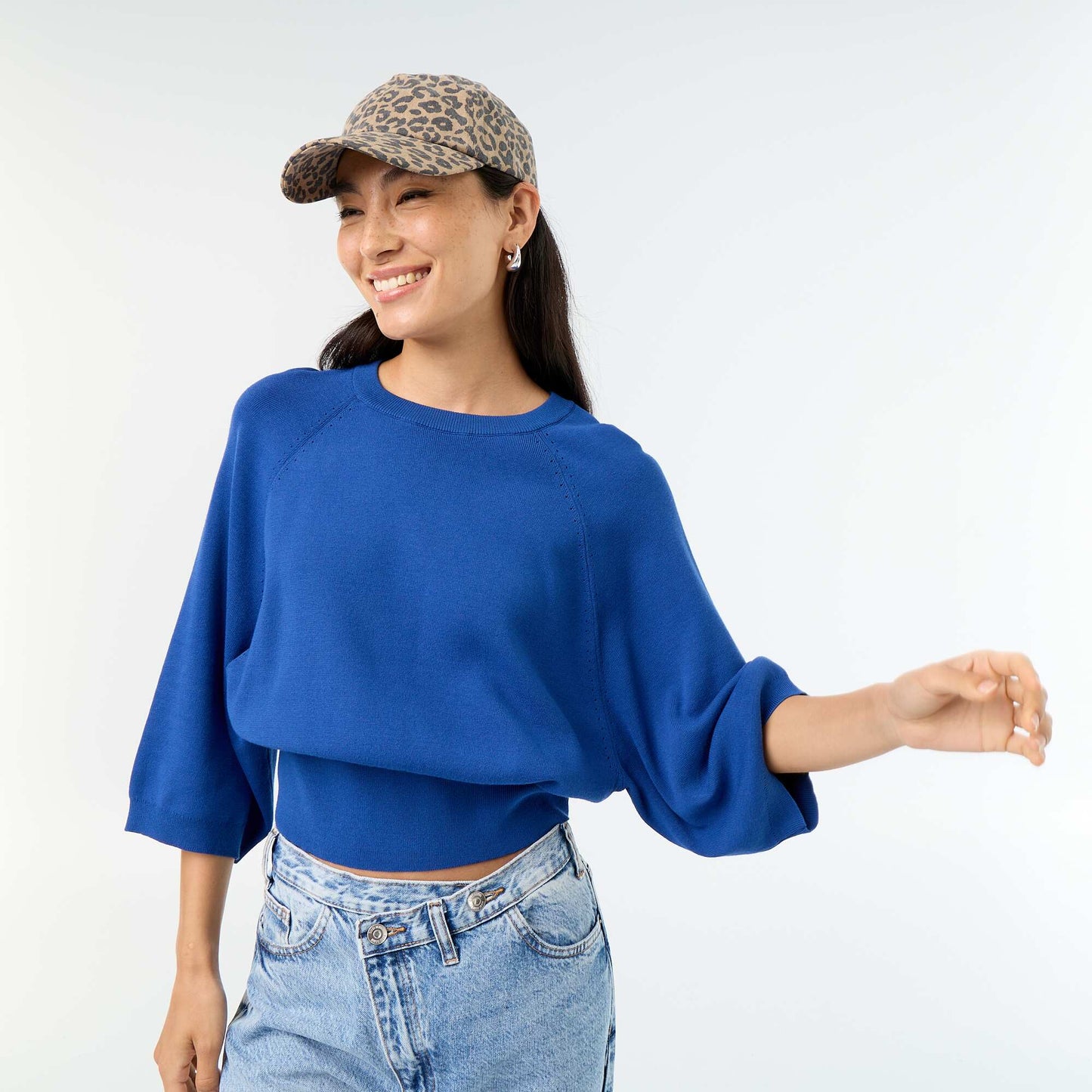 Pull manches courtes 3/4 BLEU